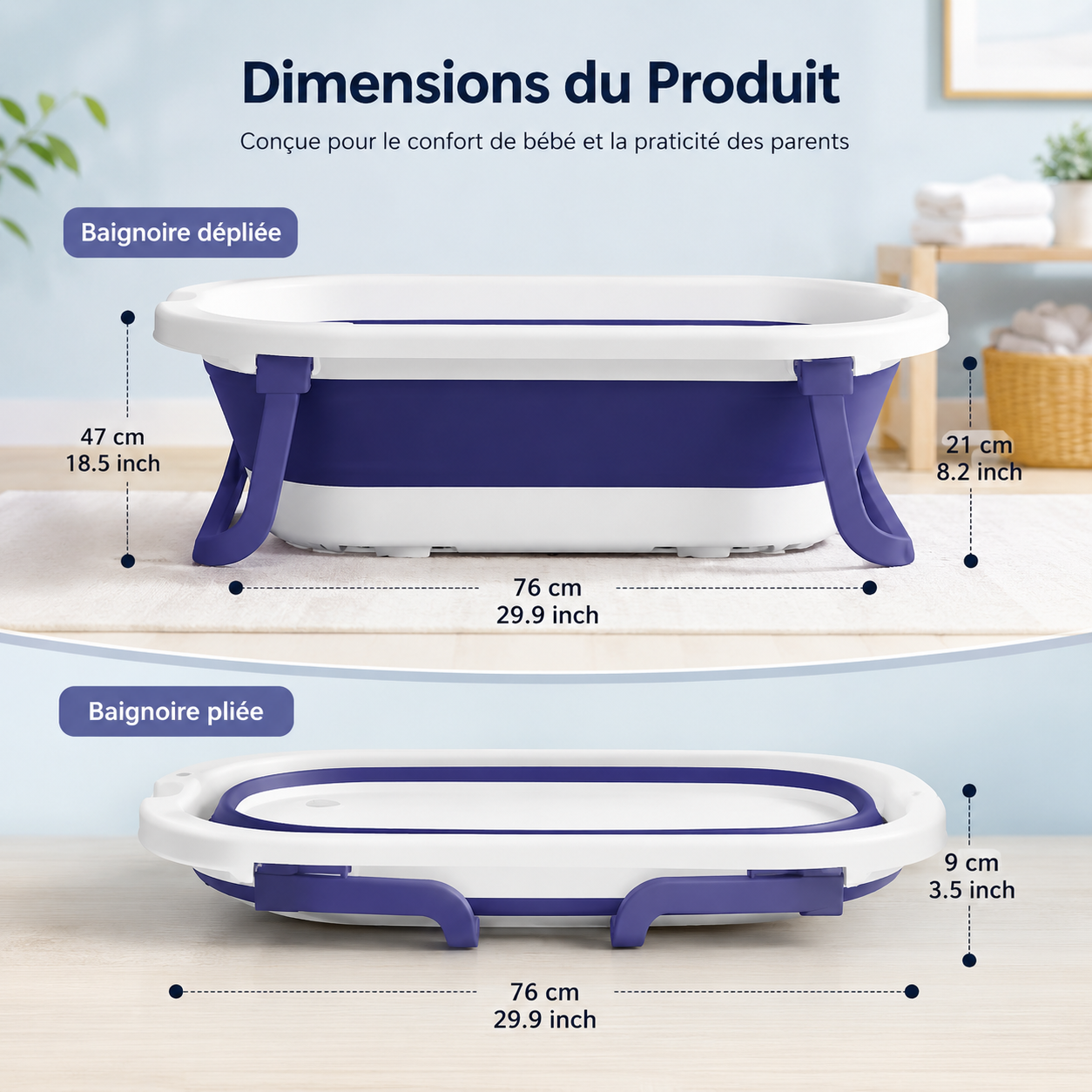 🛁 BainDoux™ | La Baignoire Pliable Qui Simplifie le Bain de Bébé