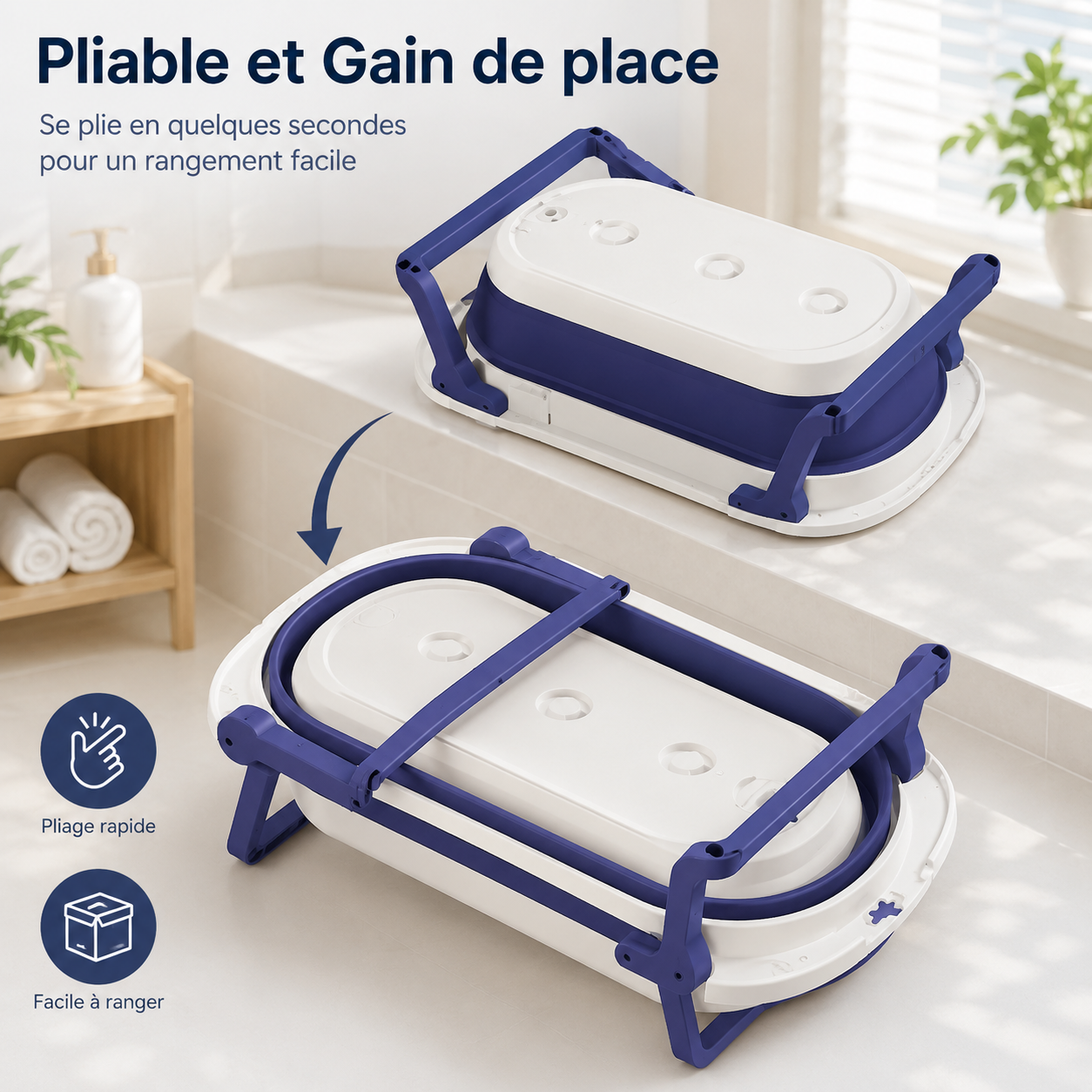 🛁 BainDoux™ | La Baignoire Pliable Qui Simplifie le Bain de Bébé