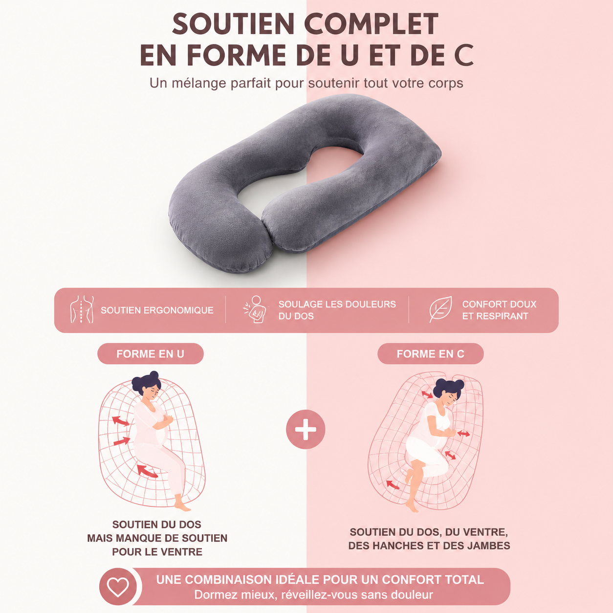 🤰 ConfortG™ | L’Oreiller de Grossesse Qui Transforme Vos Nuits